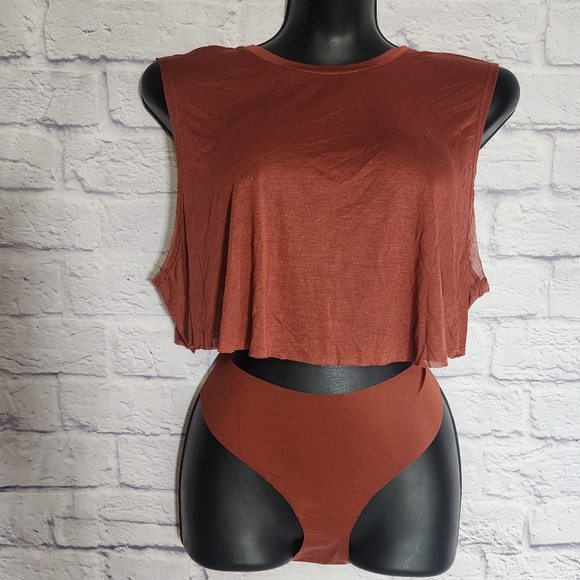 SKIMS SLEEP SUPER CROPPED TANK/SAFFRON/XL/ NWT - Picture 4 of 9